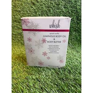 Whish Spiced Vanilla Luminous Body‎ Oil & Body Butter Set 13oz Each New